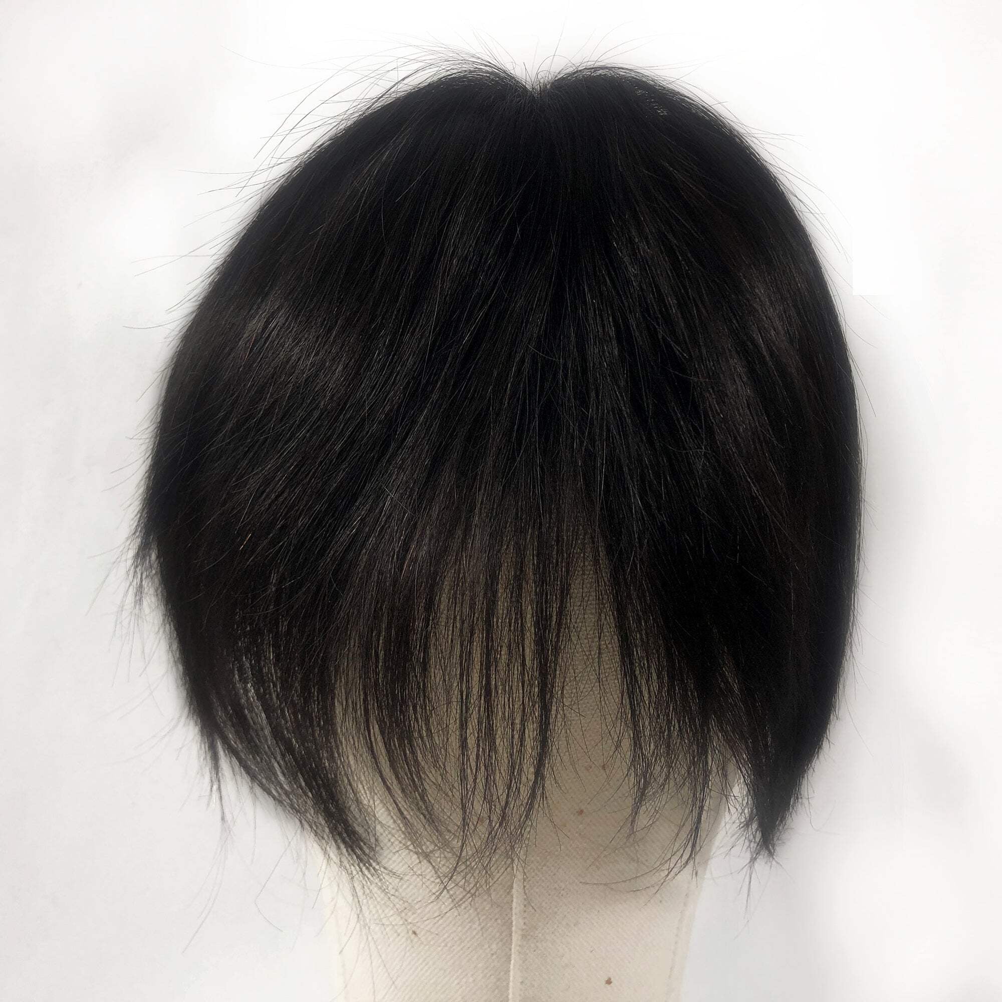 No trimming Hand Tied Lace Toupee Human Hair Extension Clip in Hairpieces Topper Top Hair Piece for Men with Hair Loss Natural Black
