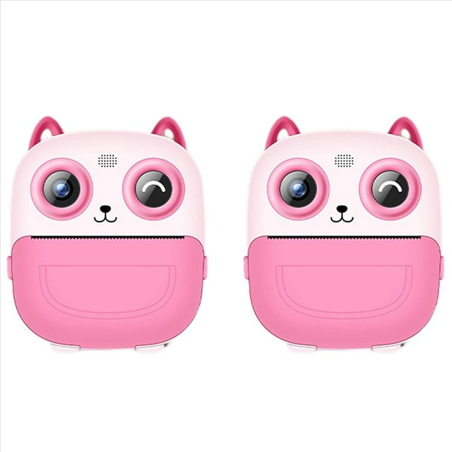 2X Impresora de Cámara para Niños, Impresión Térmica Instantánea Portátil, Cámara Digital para Niños, Cámaras Duales HD de 2,4 Pulgadas, Regalos de Juguete de Vídeo Rosa