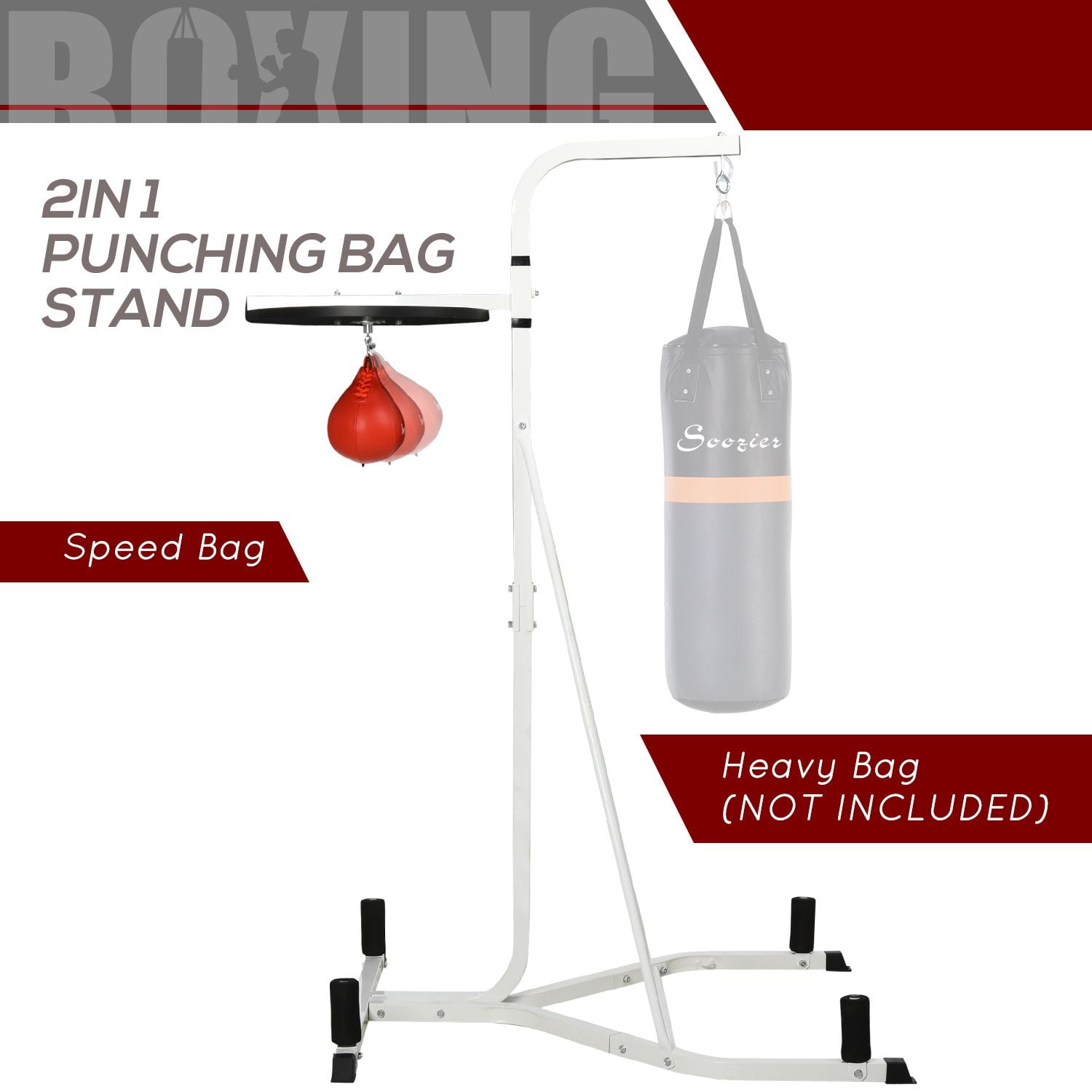 Dranite 2 in 1 Heavy Duty Punching Bag Stand, Height Adjustable with Weighted Base & Speed Bag for Home Gym