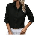 thumbnail image 2 of Blmnix Solid Color Womens Button Down Shirts Wrinkle Free Black Tshirts Shirts for Women Long Sleeve V-Neck Blouses, 2 of 5