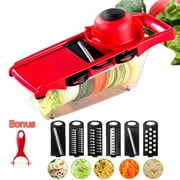 Mandoline Slicer Déchiqueteuse de légumes réglable Cubing Mandoline Slicer Handheld Baby Food Chopper avec 6 lames interchangeables Protège-mains pour la cuisine