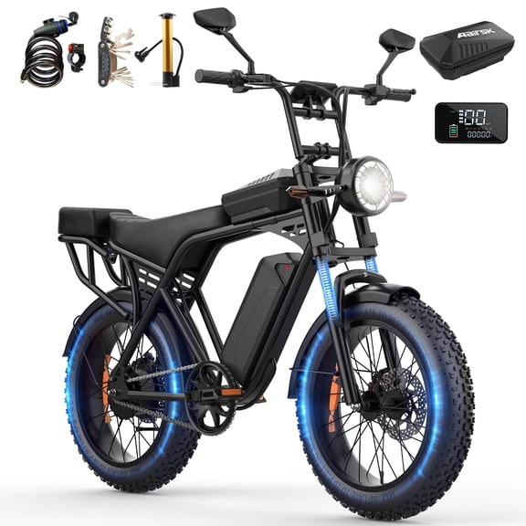 Unibike Ebike for Adults, 748 Peak Motor Electric Bike, 48V/15Ah Removable Battery, 20“X4” Fat Tire E-Mountain Bike, Off-Road E-Bike With Led Turn Signals