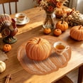 thumbnail image 4 of QuanTara Fall Pumpkin Lace Placemat, Round Knitted Table Doily, Thanksgiving Harvest Decor, Orange Hollow Out Table Mat for Dining Room, Party & Rustic Wedding, 4 of 6