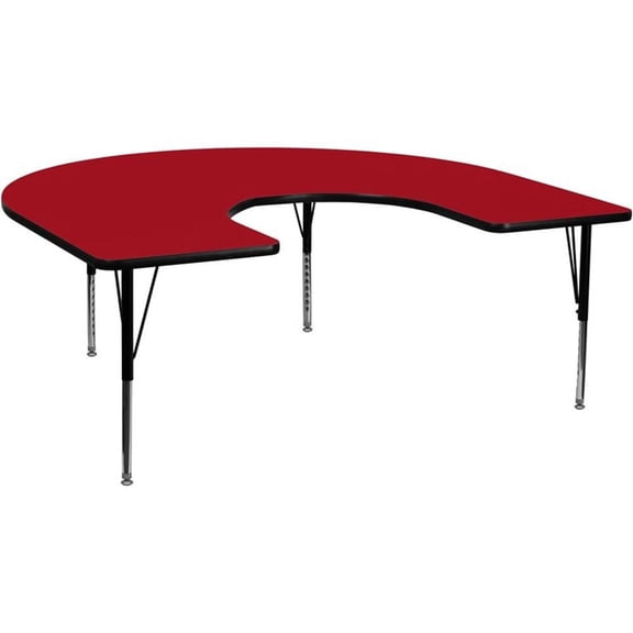Pemberly Row 26" x 66" Horeshoe Thermal Fused Top Activity Table in Red