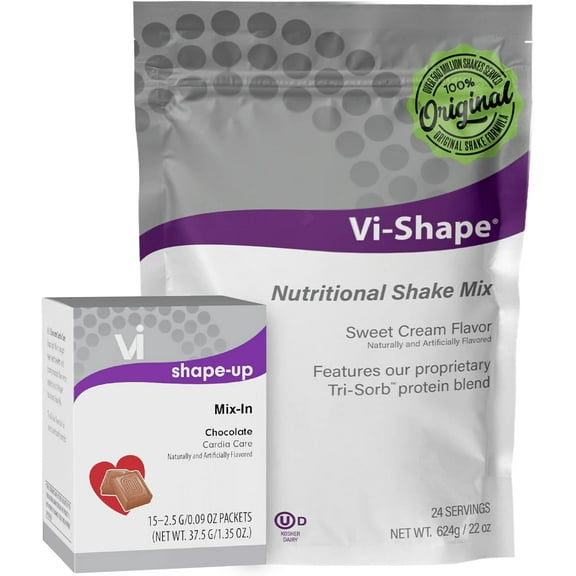 Chocolate Cardia   Vi-Shape - 1 Shake Pouch (24 Servings)   1 Box Chocolate Mix-In (15 Servings) Delicious Chocolate Goodness, Formerly Known as Visalus