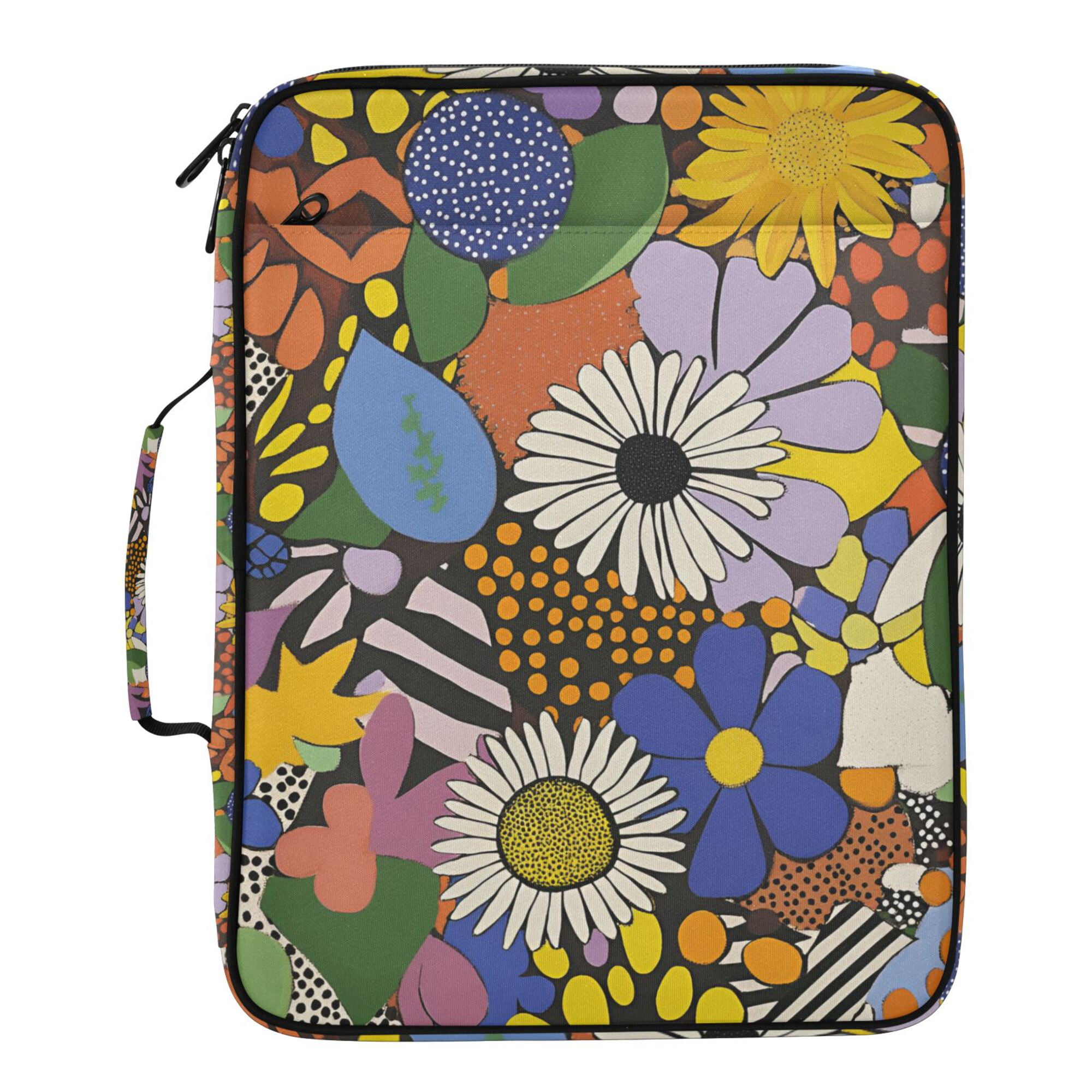 FORMRS Accordion File Folder A4 Size 7-Pocket Expanding Document Organizer Bag with 3 Ring Binder, Blue Floral