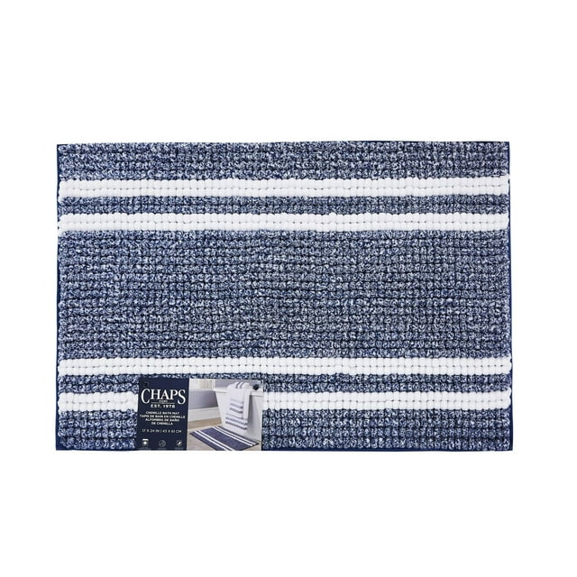 Chaps Luxury Bath Rug - Plush Comfort for Stylish Bathrooms, Navy, 17" x 24"