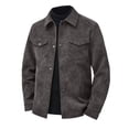 thumbnail image 2 of Raeneomay Men's Suede Button Jacket - Collared Long Sleeve Pocket Top, 2 of 6