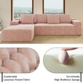thumbnail image 6 of 104.3" L-Shaped Corduroy Sectional Sofa , No-Assembly Modular Couch, Deep Seat Recliner Lounge with 2 Pillows，Living Room & Bedroom, Pink, Left, 6 of 7