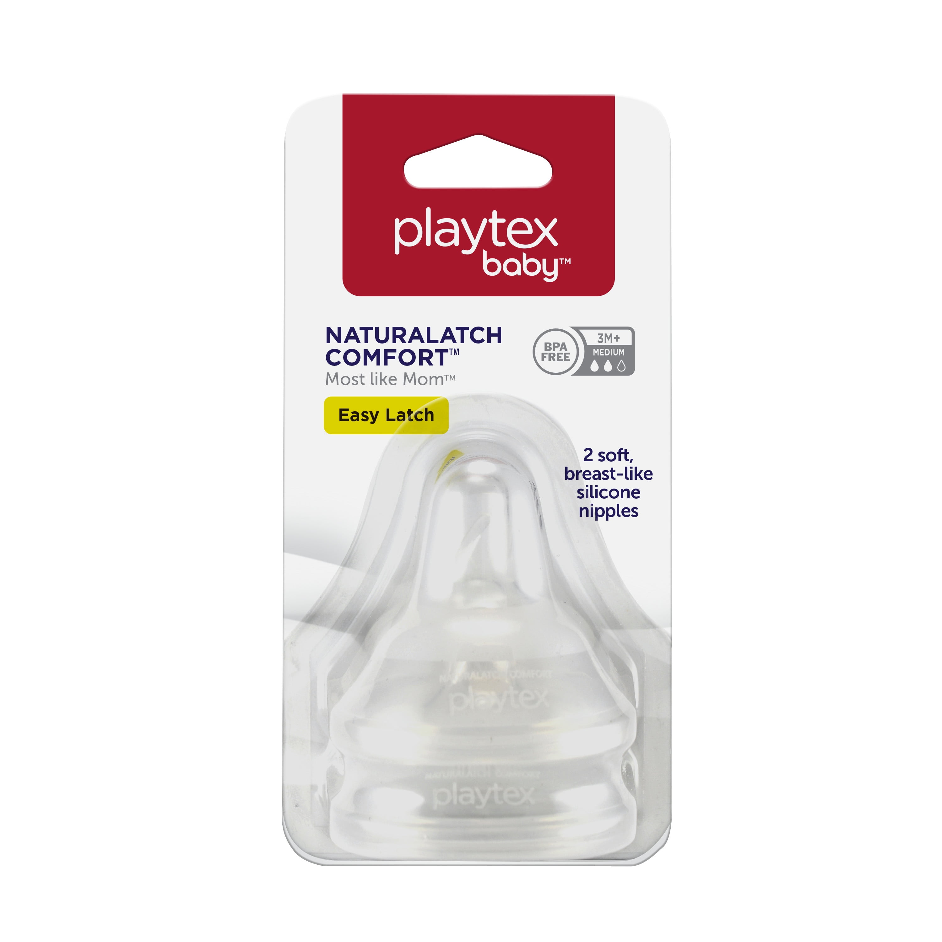 3 Pack Medium Flow 2 Count 3M+ Playtex Baby NaturaLatch Silicone Nipples 