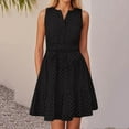 thumbnail image 5 of UoCefik Women's 2025 Sleeveless Mini Dress Eyelet V Neck A Line Casual Elegant Holiday Wedding Guest Party Dresses Black XL, 5 of 6
