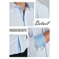 thumbnail image 5 of HISDERN Mens Dress Shirts White Long Sleeve Button Down Shirt with Color Contrast Business Regular Fit, 5 of 9