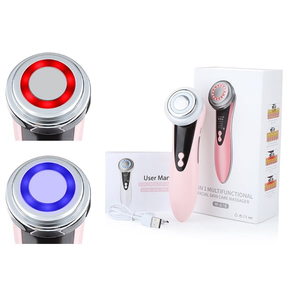 Face Massager Electric Face Lifting 4 in 1 Facial Massager Anti Aging Skin Tightening Firming Skin Care Tools,USB Rechargeable Red Blue Light Thermal Massage Beauty Device 400mah 3.7V/0.6A