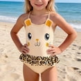 thumbnail image 2 of CAIXIA Girls One Piece Swimsuit Tie-Straps Bathing Suit for Girls Cute Printed Crossback Ruched Girl Swimsuit Kids Quick Dry Padded Swimwear,130, 2 of 7