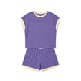 thumbnail image 4 of Byoo Girls' Striped Clothes Set Short Sleeve Tee Shorts Set 2 Piece Pocket Outfit, 4 of 4