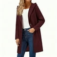 thumbnail image 4 of Hjlmsx Womens Trench Coat with Hood Wool Blend Single Breasted Pea Coats Winter Fashion Casual Mid Long Overcoat Outerwear Wine Red S, 4 of 9