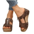 thumbnail image 5 of HAOTAGS Wedge Sandals for Women Comfortable Walking Platform Shoes Brown Size 7.5, 5 of 9