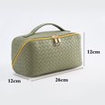 thumbnail image 2 of Bolsa cosmético de cuero PU de lavado con patrón de tejido de moda Suave para nadar Fitness Tmvgtek Para Estrenar, 2 of 6