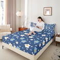 thumbnail image 4 of Homewish Kawaii Vintage Flowers 4-Piece Full Size Sheets For Boys Girls,Blue White Floral Blossoms Bed Sheets,Spring Garden Lightweight Sheet Sets,Luxury Bedroom Decor, 4 of 7