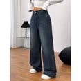 thumbnail image 7 of Women's Mid Rise Baggy Long Jeans, Y2K Trendy Flirty Wide Leg Denim Pants, Retro Vintage Streetwear Trousers, 7 of 7