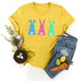 thumbnail image 4 of Blusa informal de manga corta con cuello redondo y estampado de Pascua para mujer Pompotops hfajkhk127901, 4 of 5