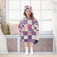 thumbnail image 7 of FORMRS Wearable Blanket Hoodie with Sleeves for Kids Cozy Flannel Sweatshirt, Pink and Purple Plaid Pattern, 7 of 7