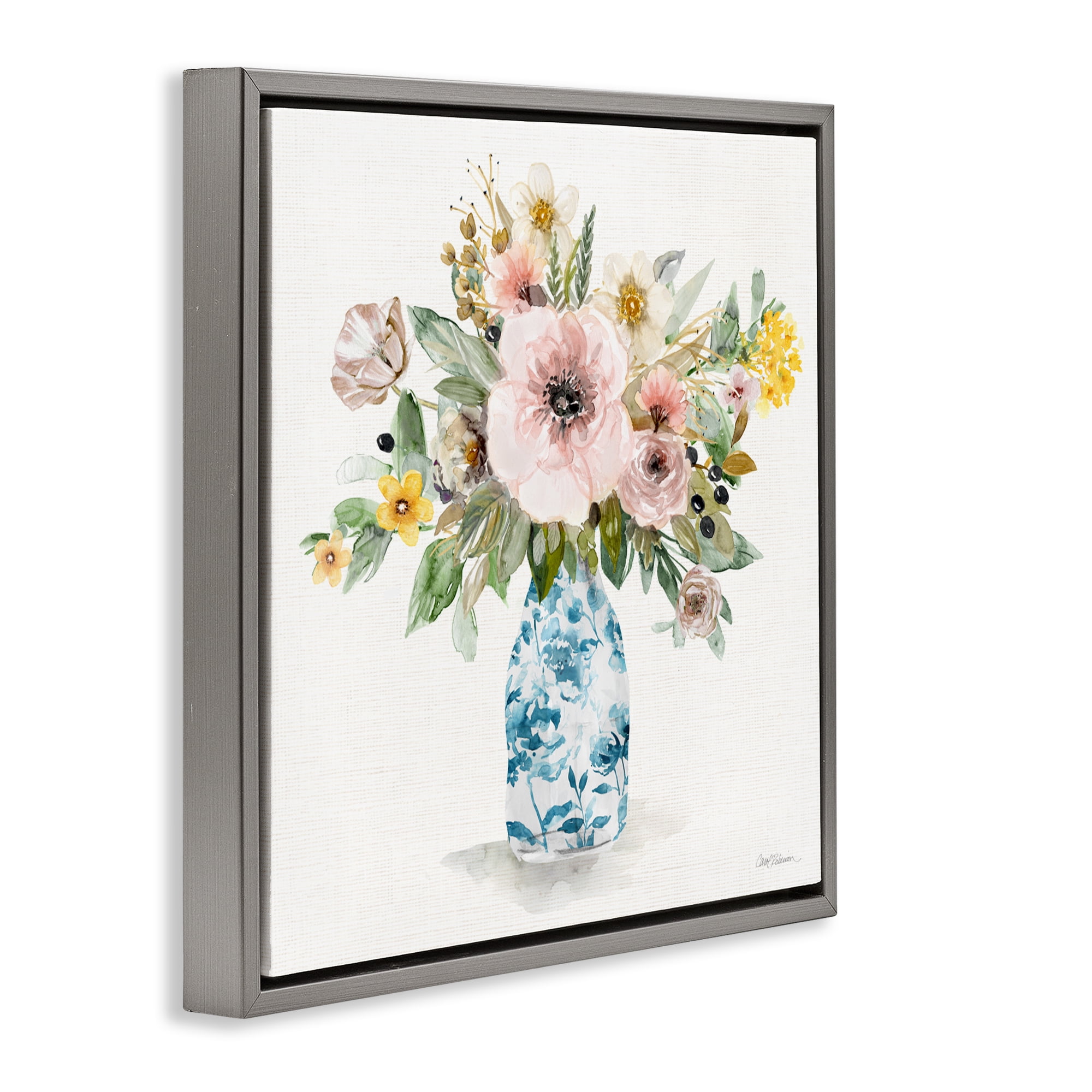 Stupell Industries Summer Chinoiserie Assortment Gray Framed Floater Canvas Wall Art, design by Carol Robinson