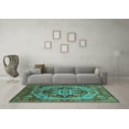 thumbnail image 3 of Ahgly Company Machine Washable Indoor Rectangle Oriental Turquoise Blue Industrial Area Rugs, 3' x 5', 3 of 4