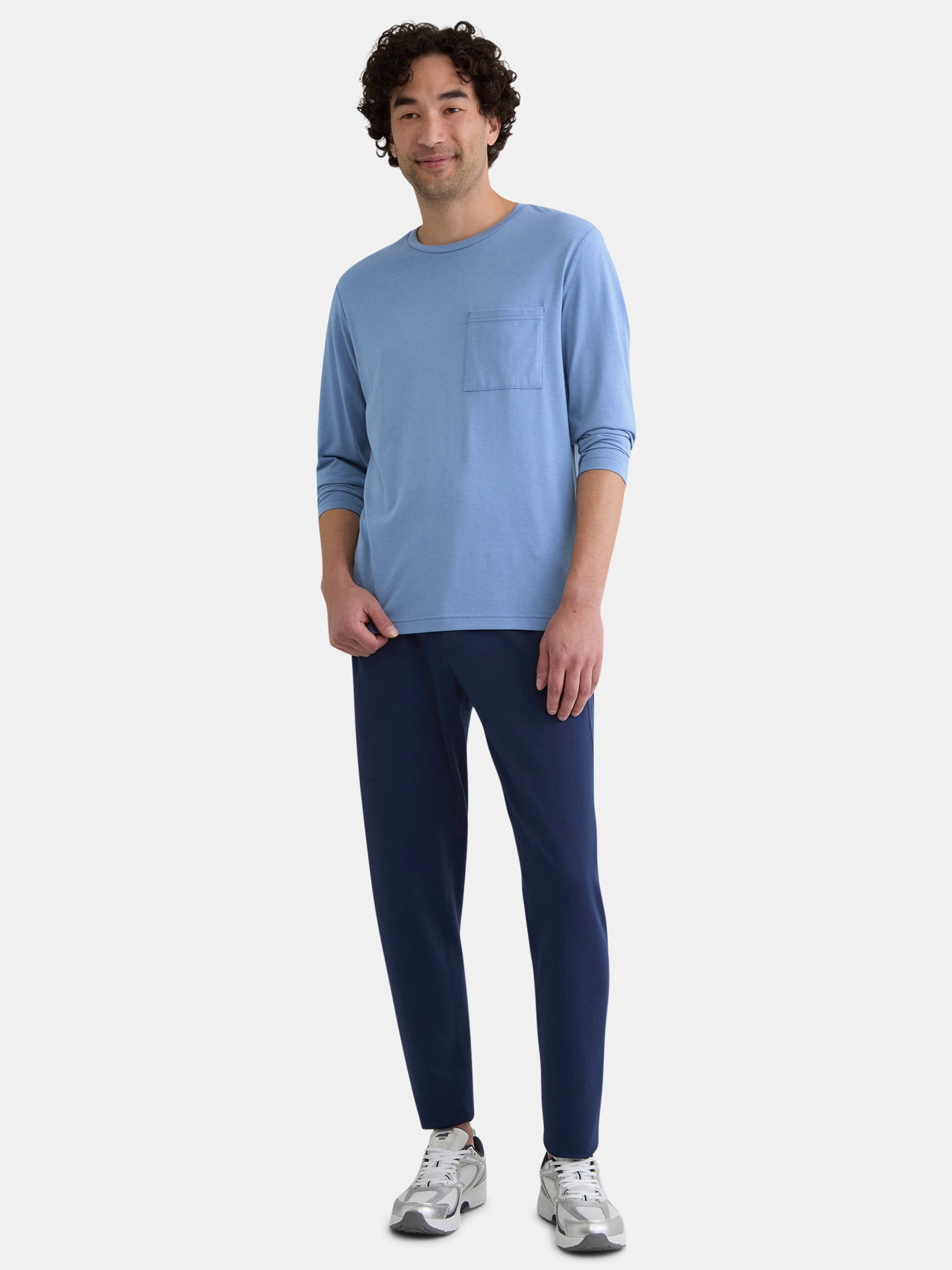 Athletic Works Men's and Big Men's Tri Blend Long Sleeve Pocket Tee, Sizes XS-5XL