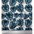 thumbnail image 1 of Soimoi White Rayon Crepe Fabric Monstera Leaves Print Fabric by Yard 46 Inch Wide, 1 of 3