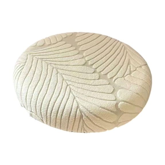 Beige Jacquard Stretchable Round Stool Cover With Elastic Band For Kitchen Bar Chair Counter Height Seats Home Decor