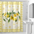 thumbnail image 2 of Summer Lemons Shower Curtain, Pastoral Yellow Fruit Plant Leaves Floral Plaid Waterproof Shower Curtain Set with 12 Hooks Lightweight Bath Curtains Fabric Bathroom Decor 72x78 Inches, 2 of 9