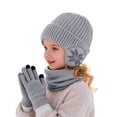 thumbnail image 4 of CPNG Kid Knitted Hat Girls Boys Earflap Beanie and Touchscreen Gloves Thermal Fleece Lined Stretchy Windproof Warm Winter Hat for Outdoor Sports, 4 of 7