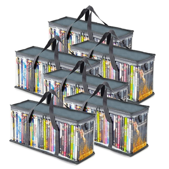 Juego de 6 bolsas de almacenamiento para DVD Stock Your Home de PVC gris