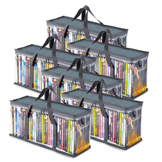 Juego de 6 bolsas de almacenamiento para DVD Stock Your Home de PVC gris