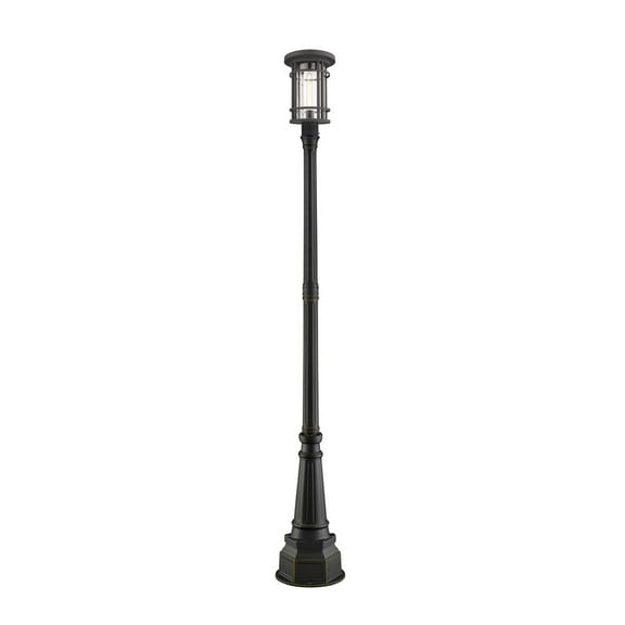 Z-Lite Jordan 100" Seedy Glass Aluminum Outdoor Lamp Post in Bronze