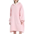 thumbnail image 1 of Couverture Portable à Capuche pour Femmes en Molleton, Sweat à Capuche Chaud et Confortable avec Poche Rose Taille Unique, 1 of 7