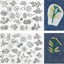 50 Pack Water Soluble Embroidery Stabilizer Sheets with Flower Patterns - A4 Size Washable Tear-Off Stabilizer for Hand Sewing and Machine Embroidery