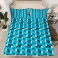 thumbnail image 2 of Feelyou Blue Square Abstract Full Size Sheets, Pixel Grid Miners Bed Sheets, 4 Pieces, 2 of 7