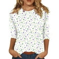 thumbnail image 2 of BDPORKAS Women's Mardi Gras Shirts,Womens 3/4 Sleeve Blouses Carnival Mask Graphic Print Tunic Tops Casual Loose Fit Pullover Tee, 2 of 5