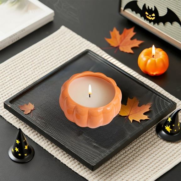 Ceramic Pumpkin Jar with Lid - Orange or White Halloween Thanksgiving Tea Canister, Candy Storage, Snack Bowl, Party Decor, 4.13x3.15 inches