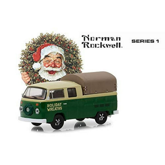 1978 Volkswagen Double Cab Pickup, Holiday Wreaths - Greenlight 37150F/48 - 1/64 Scale Diecast Model Toy Car