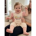 thumbnail image 5 of BemeyourBBs Baby Girl God Is Good All the Time Outfit Newborn Baby Girl Spring Summer Fall Christening Clothes Waffled Romper Ruffle Sleeve Letters and Floral Embroidery One Pieces Jumpsuit, 5 of 9