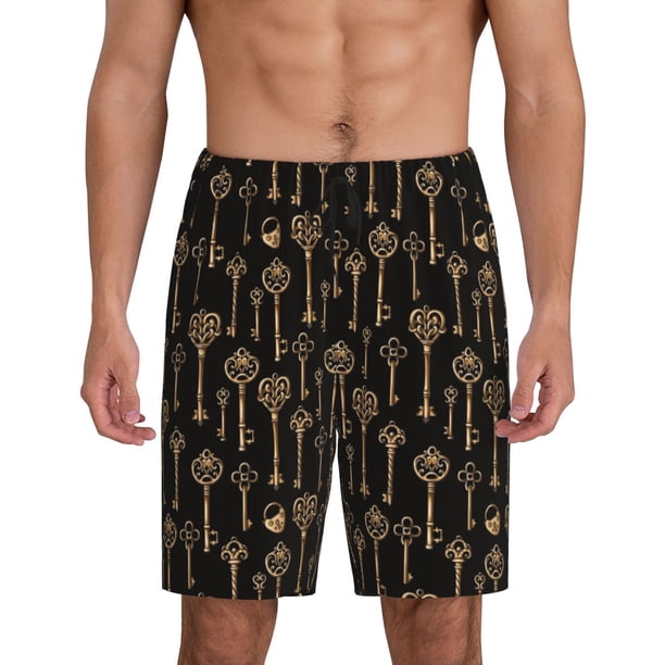 Fotbe Keys Pantalones Cortos de Pijama para Hombre, Ropa de Dormir, Pantalones de Pijama Cortos para Hombre-Small
