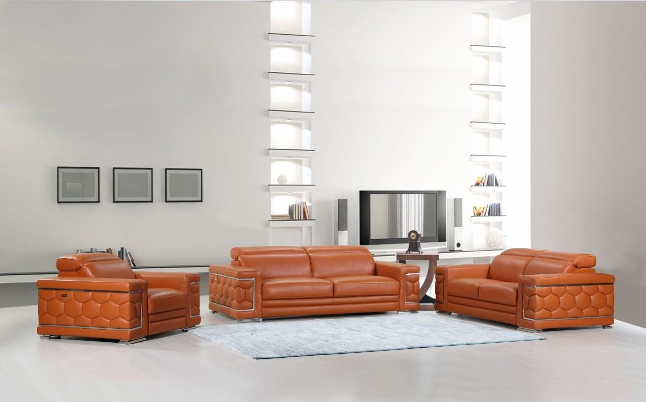 Contemporary Camel Genuine Italian, Genuine Italian Leather Living Room Sets