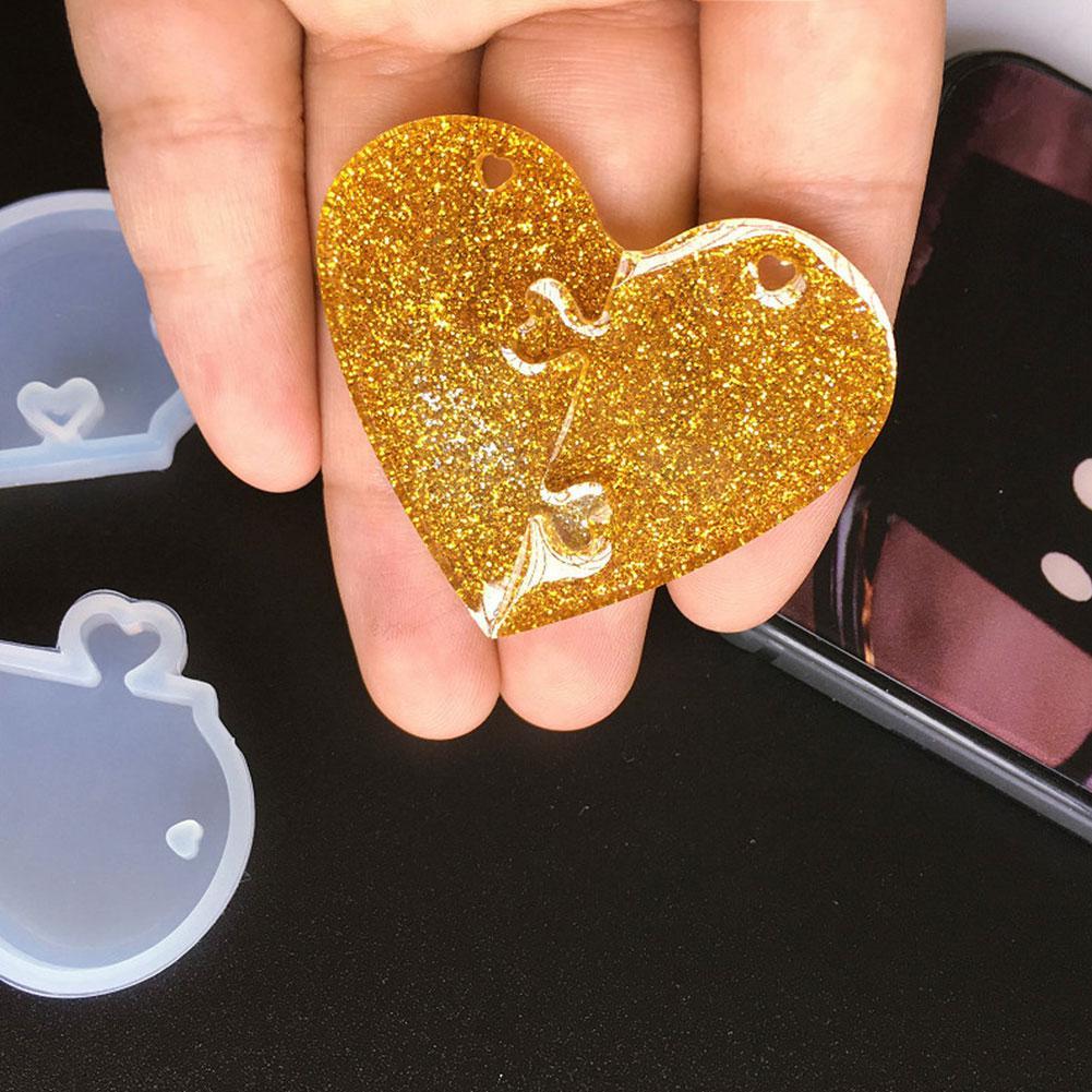 Puzzle Heart Silicone Pendant Molds Jewelry Resin Necklace Mould Diy Dropping Glue Mold Casting Craft For Diy Decorate Making Jewelry