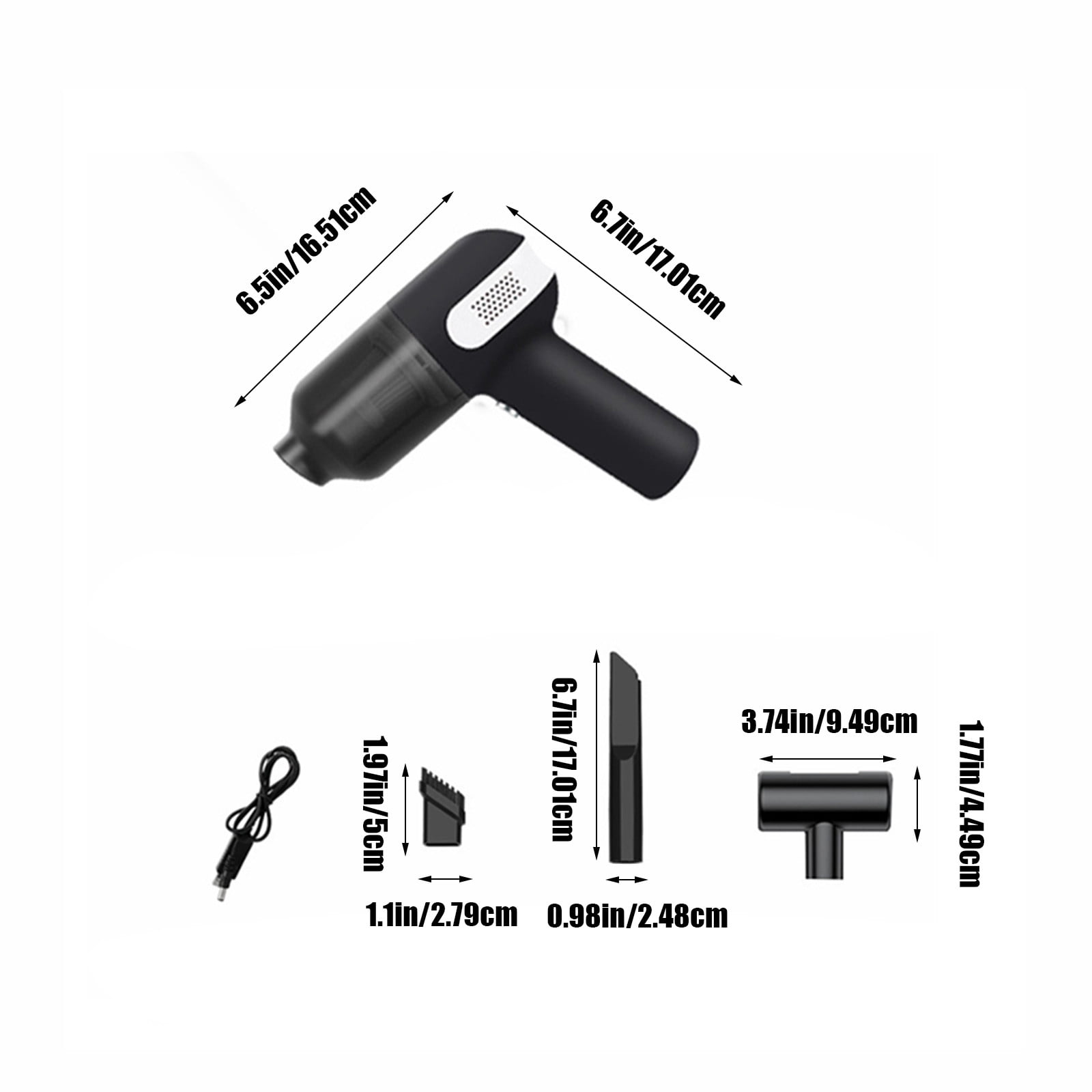 Nsxcdh Portable Car Vacuum Cleaner Lightweight Abs 6.7x6.5 in 50w 4000mah Wet Dry USB Rechargeable for Pet Hair Home Office Tool