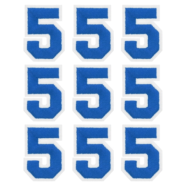 Parche bordado de número Uxcell de 2" número 5 (azul, paquete de 9)
