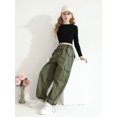thumbnail image 6 of GYRATEDREAM Cargo Pants for Girls Baggy Y2K Parachute Pants with Pockets Elastic Waist Kids Wide Leg Casual Streetwear 7-14T, 6 of 8