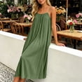 thumbnail image 4 of Ygbgbb Women's Spaghetti Strap Pleated Maxi Dress, Flowy Sundress, Pleated Design Lightweight Dress for Beach & Vacation Green S, 4 of 8